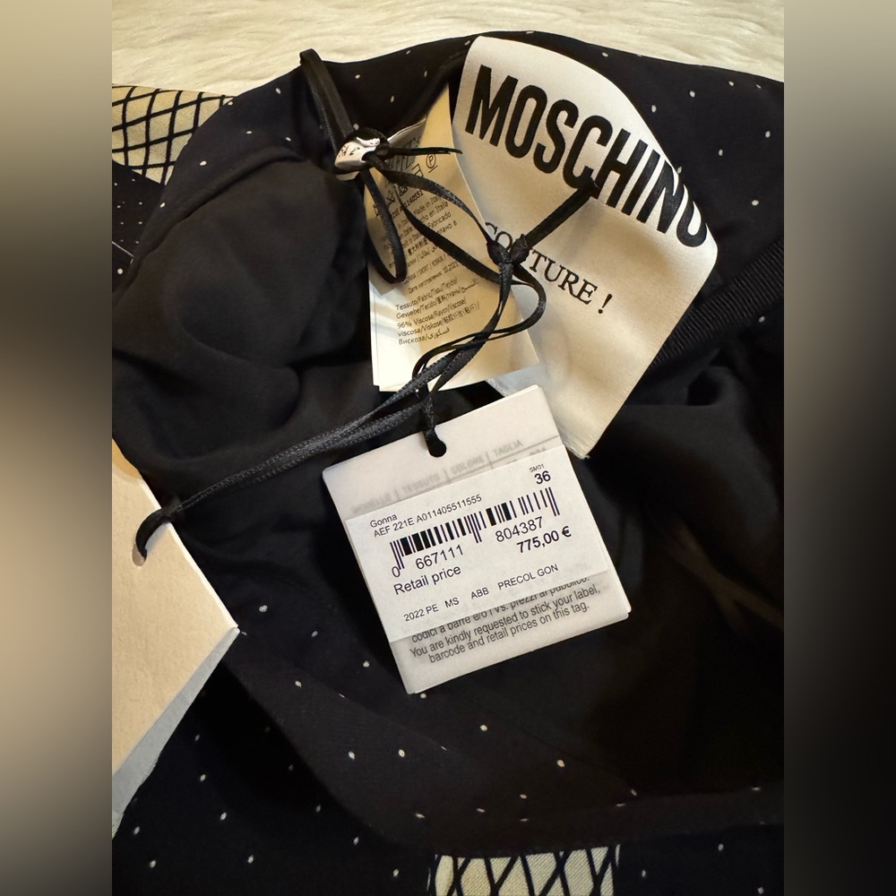 Moschino New Dancers Legs Midi Skirt Black Cream Size 2 - Picture 3 of 7